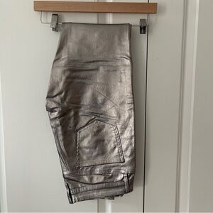 Painted Metallic Silver Skinny Jeans